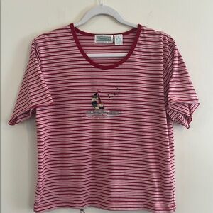 Vintage Shenanigans Nautical Tee Shirt Striped Preppy 90s Casual‎ Embroidered M